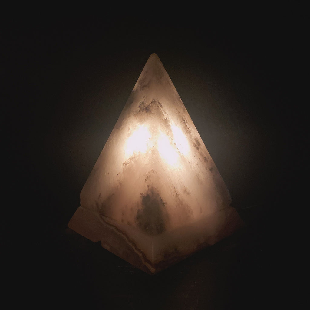 【實拍鹽燈】灰藍鹽燈｜金字塔｜B001002