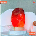 USB紅鹽原礦鹽燈亮燈示意，青玉石底座，商品隨機出貨