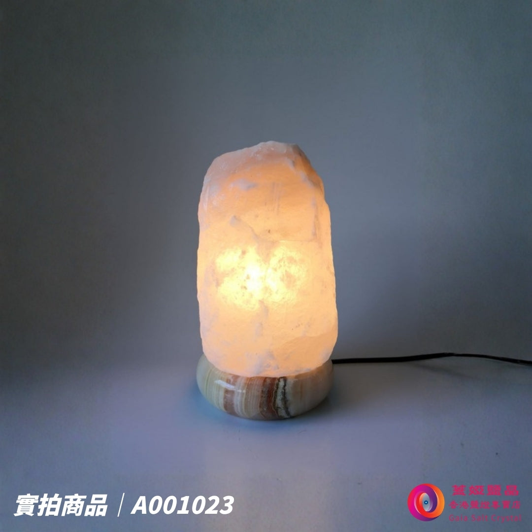 蓋婭鹽晶 白晶鹽原礦鹽燈 A001023，正面點燈