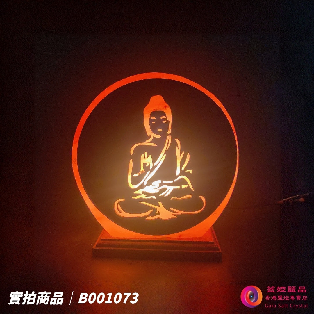 蓋婭鹽晶 玫瑰鹽佛造型鹽燈 B001073，正面點燈