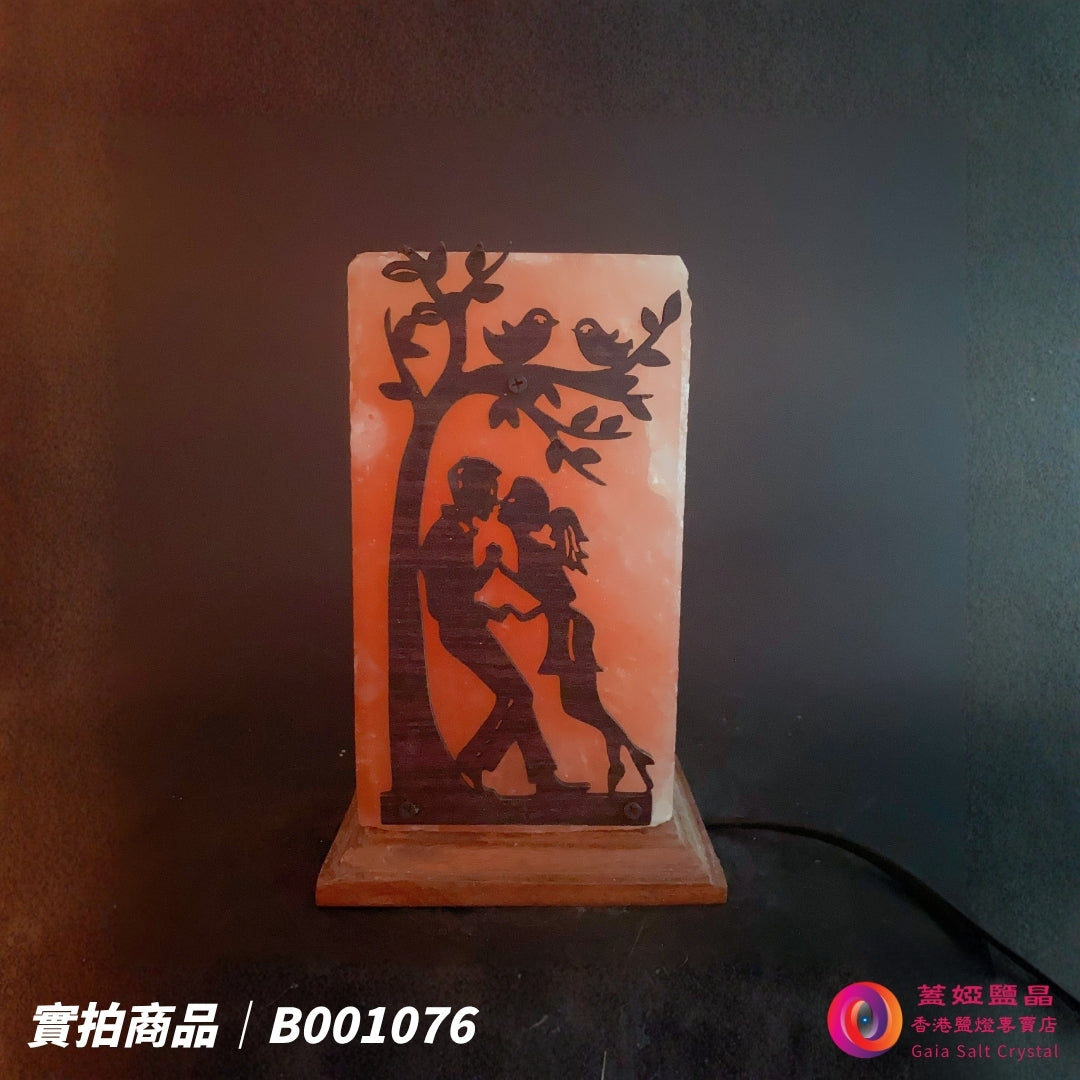 蓋婭鹽晶 玫瑰鹽情侶造型鹽燈 B001076，正面未點燈