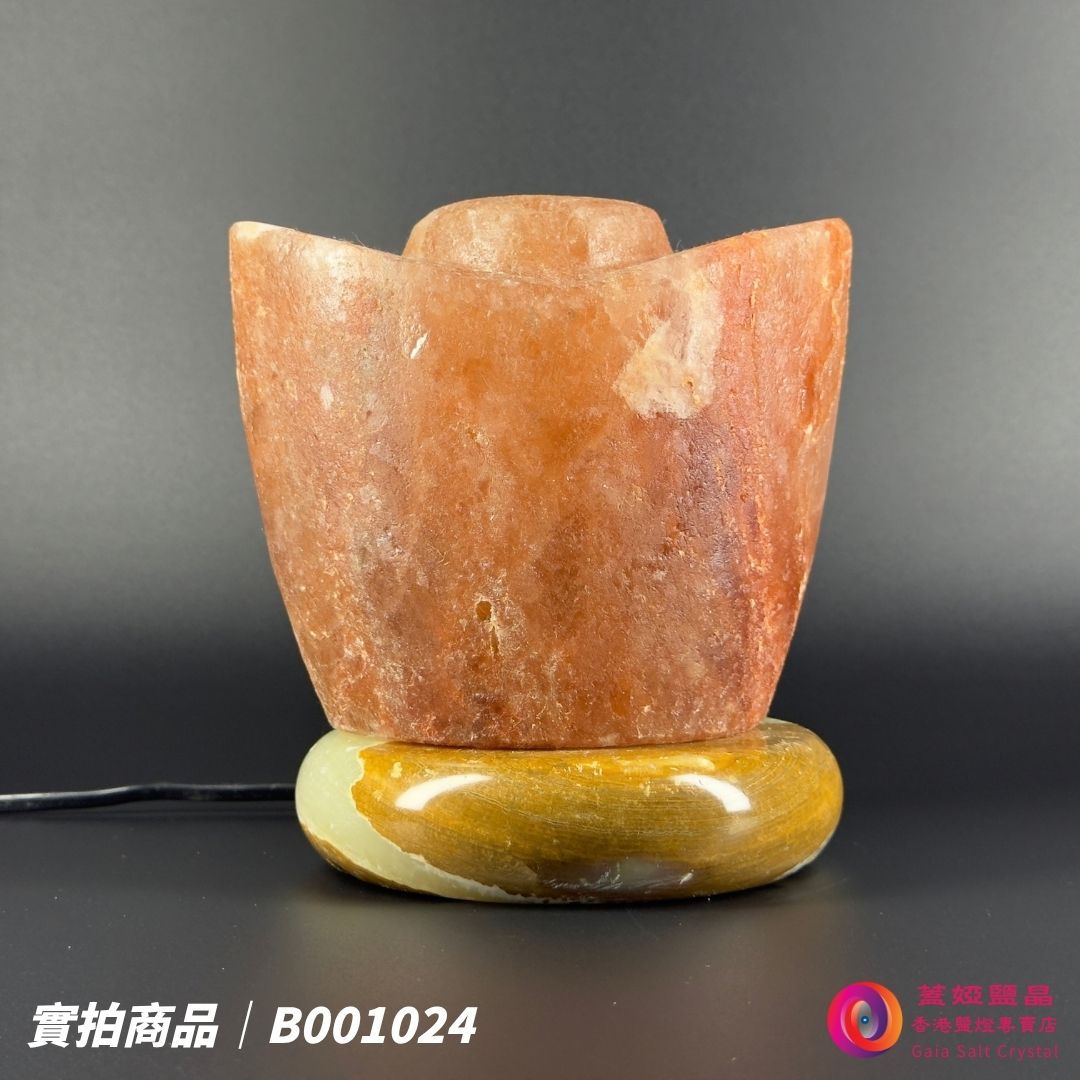 蓋婭鹽晶 紅晶鹽金元寶造型鹽燈 B001024，正面未點燈