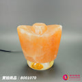 蓋婭鹽晶 玫瑰鹽金元寶造型鹽燈 B001070，正面未點燈