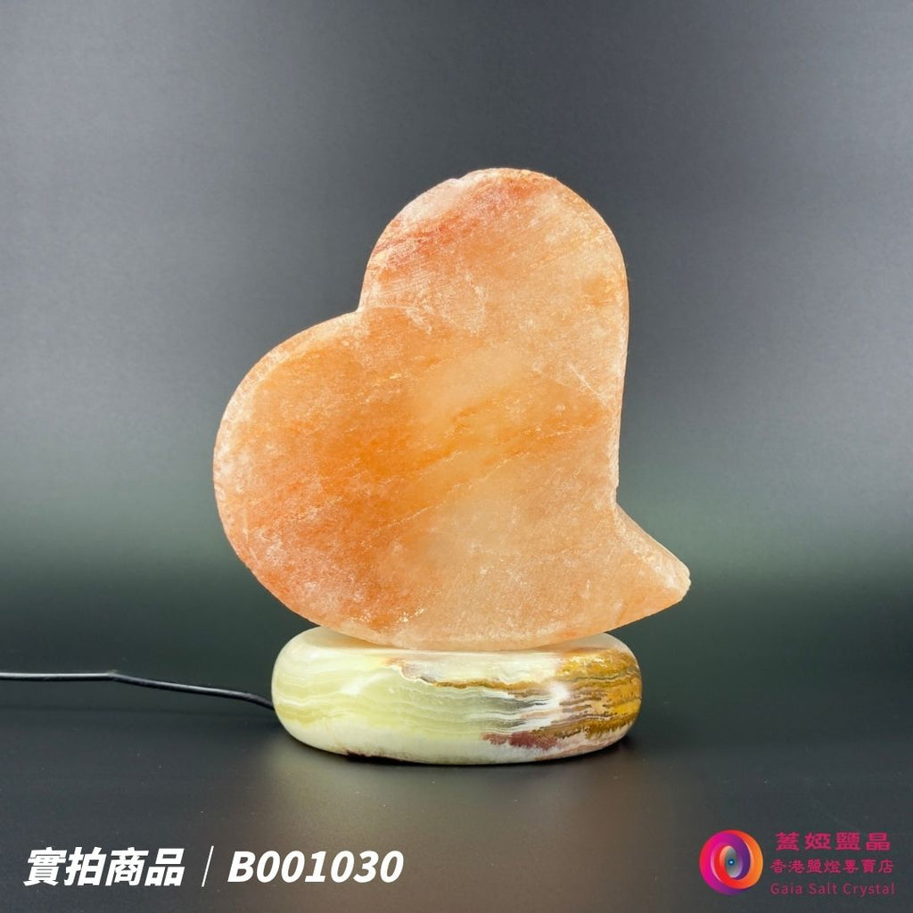 蓋婭鹽晶 玫瑰鹽愛心造型鹽燈 B001030，正面未點燈