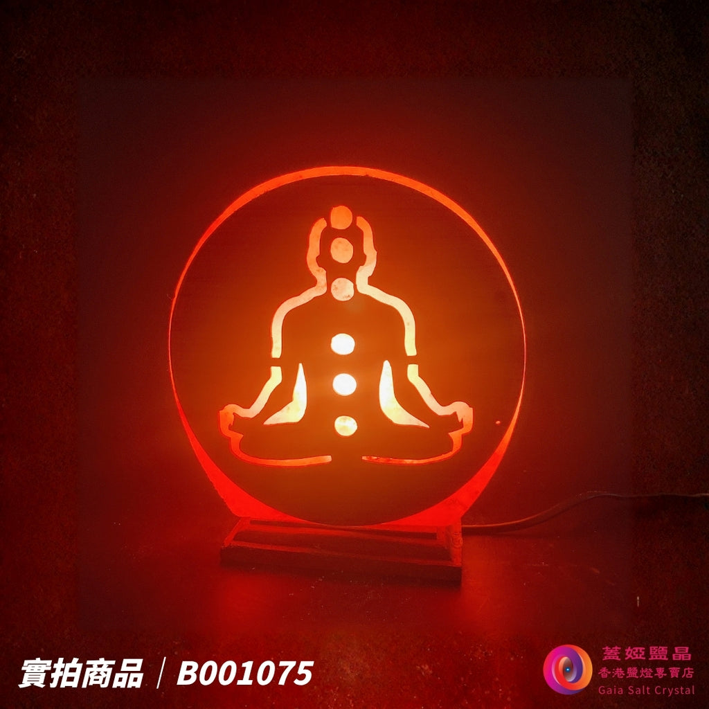 蓋婭鹽晶 玫瑰鹽靜坐造型鹽燈 B001075，正面點燈