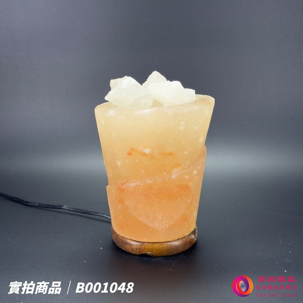 蓋婭鹽晶 玫瑰鹽火把造型鹽燈 B001048，正面未點燈